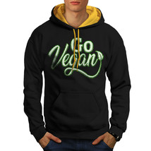 Wellcoda Go Vegan Mens Contrast Hoodie, Vegetarian Green Casual Jumper - £31.12 GBP