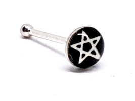Pentacle Nose Stud Pentagram 22g (0.6mm) 925 Sterling Silver Ball End Pin Pagan - £3.99 GBP
