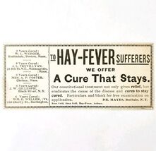 Allergy Medicine Dr Hayes Buffalo 1897 Advertisement Victorian Medical A... - $19.99