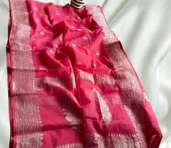 Banarasi Semi georgette Dybel Soft Silk Saree || Silver zari Booti Weaving || Ri - £67.93 GBP