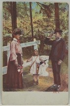 Antique 1907 Colored Postcard  Family Scene Little Girl With Bow Arrow - $5.45