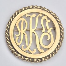 RKF Monogram Initials Pin Vintage Gold Tone Brooch - £9.51 GBP