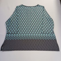 Nue Options Women’s Green/Black Geometric 3/4 Sleeve Blouse Size 2X Chest 52" image 2