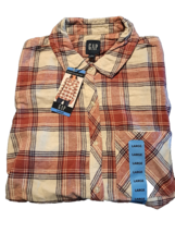 Gap shirt womens Large Birch Danna Plaid flannel loose fit  long sleeve NWT - $24.70