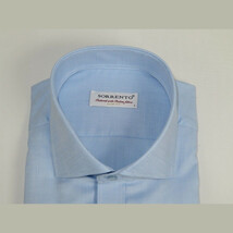 Men 100% Italian Cotton Shirt Non Iron SORRENTO Turkey Spread Collar 4883 Blue image 2
