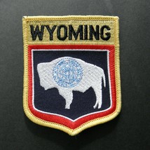 Wyoming Us State Shield Embroidered Patch 3 X 3.5 Inches - £4.25 GBP