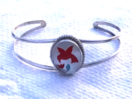 Child’s Sterling Cuff Bangle Mother of Pearl Inlaid, Turquoise, Coral HANDMADE - £50.66 GBP