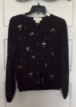 Susan Bristol Black Embroidered Angel Cardigan Size M - $25.10