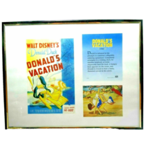 Vintage Disney Donald&#39;s Vacation Donald Duck Print Art Matted Black Glass Frame - £24.98 GBP