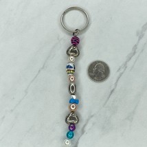 Colorful Linear Beaded Heart Rhinestone Keychain Keyring - £5.44 GBP