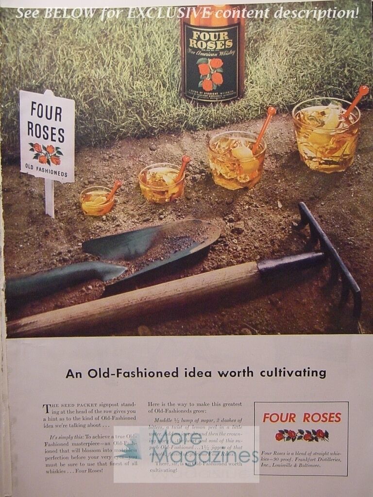 RARE 1943 Esquire Advertisement AD FOUR ROSES Whiskey! WWII Era - $4.32