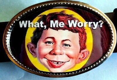 WHAT ME WORRY? Alfred E. Neuman  Epoxy PHOTO BUCKLE - New - $17.77