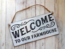 Welcome To Our Farmhouse - Mini Rustic Handmade Wood Sign 6&quot; x 12&quot; - £6.13 GBP