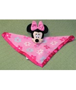 DISNEY BABY MINNIE MOUSE SECURITY BLANKET PINK FLOWERS LOVEY BINKY PLUSH... - £11.03 GBP