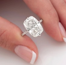 Elongated 6CT cushion Diamond engagement ring,Celebrity hidden halo diamond ring - £78.89 GBP