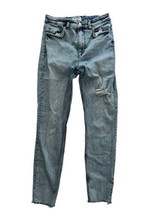 ZARA TRAFALUC Womens Jeans Skinny Light Wash Blue Distressed Cotton Stre... - £9.10 GBP