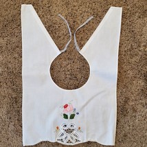 Gorgeous Applique Bib Large White &amp; Pink 14W x 22L Inches - £13.40 GBP