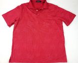 Bugatchi Uomo Polo Shirt XL Red Striped Floral Textured Cotton - $17.90