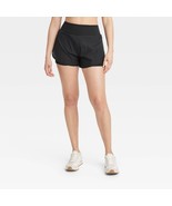All In Motion Women&#39;s Woven Hi Rise 2 In 1 Run Shorts X-LARGE 3&quot; Black N... - $22.99