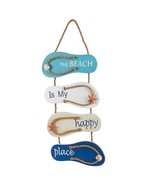 Wooden Beach Wall Hanging Decor Sign, Flip Flop Beachy Decorations, 8.5 ... - $22.82