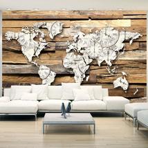 Tiptophomedecor Peel and Stick World Map  Wallpaper Wall Mural - Rustic World Ma - £47.95 GBP+