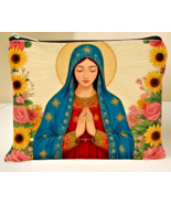 Virgin Mary Floral Design Pouch, New, #AB-308-R2 - $273.81 MXN