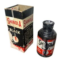Vintage Shinola Black Leather Wax Liquid Shoe Polish Box Glass Polish Ja... - $9.45