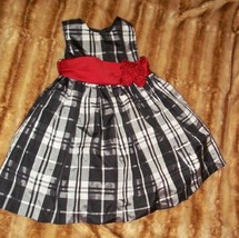 Girls 18 Months Cherokee Plaid Dress With Red Sash, Excellent Condition - $14.99