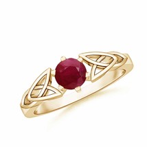 ANGARA Solitaire Round Ruby Celtic Knot Ring for Women, Girls in 14K Solid Gold - £498.39 GBP