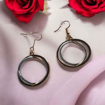 Dangle Two Loop Vintage Earrings Women Jewelry Costume Gold Tone Silver Fashion - £11.03 GBP