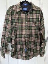 PENDLETON TRAIL SHIRT Fitted USA Virgin Wool Brown Patch Elbows Men&#39;s Si... - $75.00