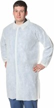 50 White Polypropylene Lab Coats XX-Large Size 44&quot; Long No Pockets - £121.56 GBP