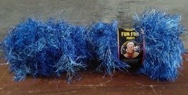 Lion Brand Fun Fur Yarn Indigo Blue 2 Skeins 1.75oz 64 Yard Bulky 5 - $14.00