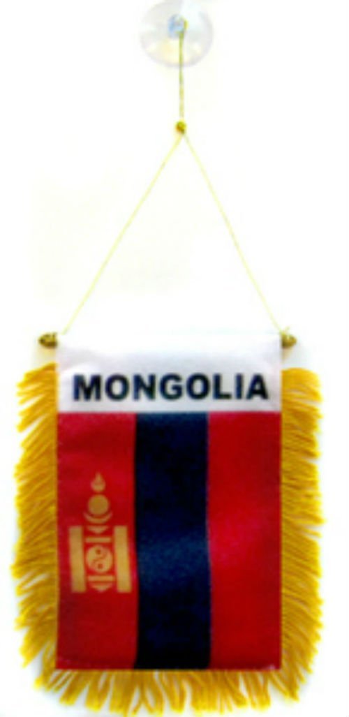 Mongolia 4&quot;x6&quot; Fringed Mini Banner With Suction Cup - $2.88