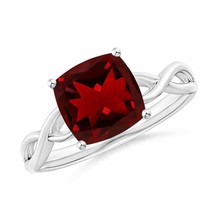 ANGARA Prong-Set Cushion Garnet Solitaire Engagement Ring for Women in 14K Gold - £512.23 GBP