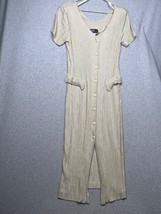 VTG Dawn Joy Fashions Crinkled Midi Bodycon Dress Sz 9/10 / M Neutral Minimalist - £29.36 GBP