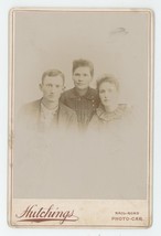 Antique c1880s Cabinet Card 3 Older Siblings? Hutchings Rail Road Photographer - £18.40 GBP