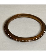 Vintage Translucent Brown Lucite Bangle Bracelet Spacer White Polka Dots - $29.10 CAD