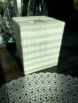 White Handmade Crochet Embroidered Tissue Paper Box Cover Holder - $15.00