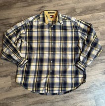 VTG Tommy Hilfiger Shirt Crest Logo Plaid Long Sleeve Yellow Mens Size L... - £12.20 GBP