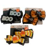 Halloween Hair Bows Black Cat Candy Corn Glitter &quot;Boo&quot; Ribbon Clips NEW ... - £10.14 GBP