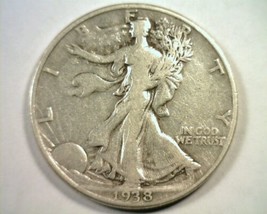 1938-D Walking Liberty Half Fine / Very Fine F/VF Nice Original Coin Bobs Coins - £74.44 GBP