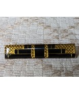 Enamel Art Deco Black and Gold Geometric Design 1940s? Clasp Brooch Pin - £16.64 GBP