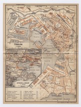 1914 Original Antique City Map Of Toulon / PROVENCE-ALPES-COTE D&#39;azur / France - £17.48 GBP