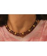 Vintage 16 Inch Brown And Gold Tone Bead Necklace - $7.91