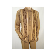 Men Silversilk 2pc Fancy walking leisure suit Italian woven knits 4407 Cafe Tan image 7