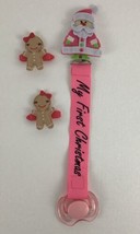 Reborn Doll Pacifier Magnet Magnetic Santa Claus Christmas Pink Girl Barettes - £15.86 GBP
