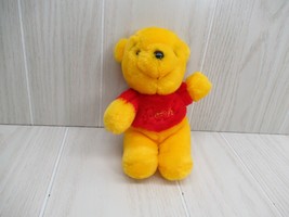 Sears Walt Disney vintage plush small Winnie the Pooh stitched red shirt sitting - $5.19