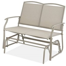 2 Seat Mesh Patio Loveseat Swing Glider Rocker with Armrests in Taupe - $3,877.91 MXN