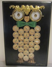 Vintage Owl Art Made Of Compasses / Watch Pieces One Of A Kind Signed - £49.62 GBP